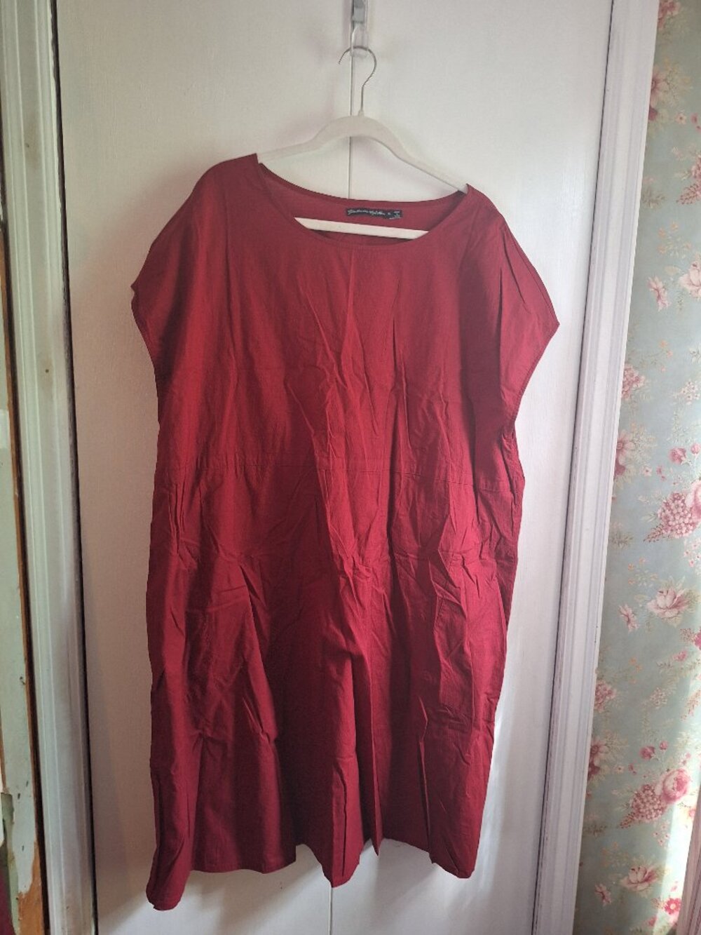 Gudrun Sjödén Women’s XL Red Cotton Tunic Dress Lagenlook Oversized